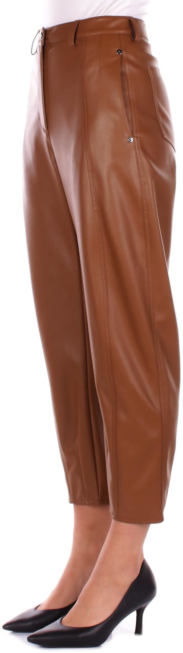 Max Mara Trousers Leather Brown Bruin