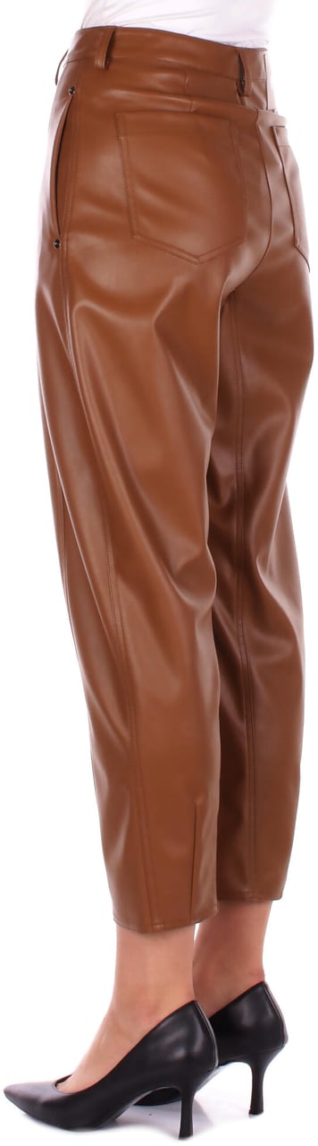 Max Mara Trousers Leather Brown Bruin