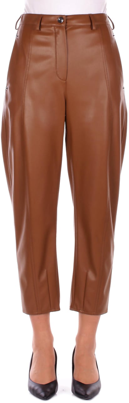 Max Mara Trousers Leather Brown Bruin