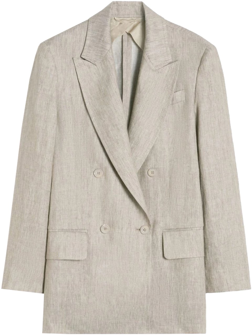 Max Mara Neutral Mxmolimpi Double-Breasted Textured Blazer Grijs