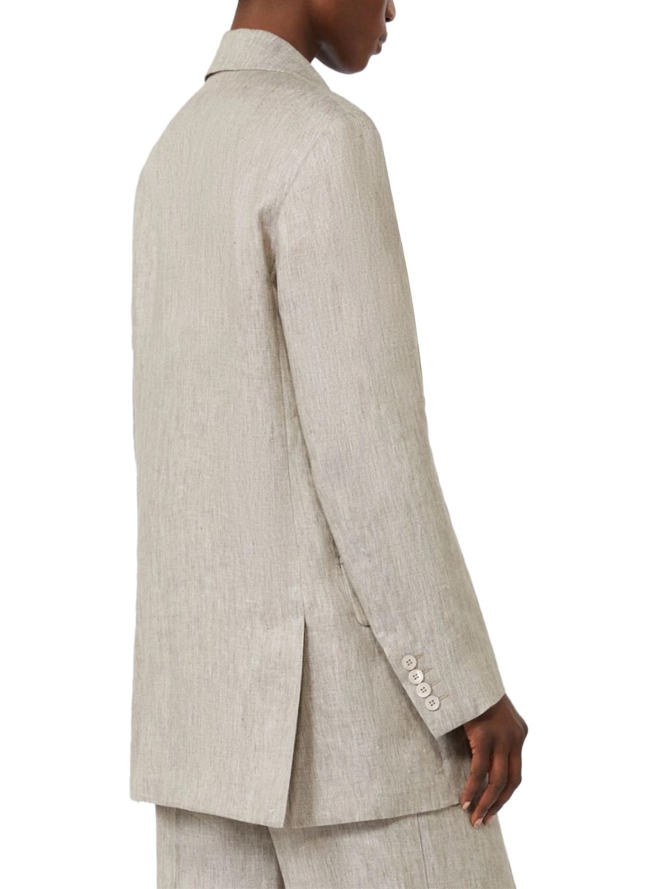 Max Mara Double-Breasted Relaxed Fit Linen Jacket Grijs
