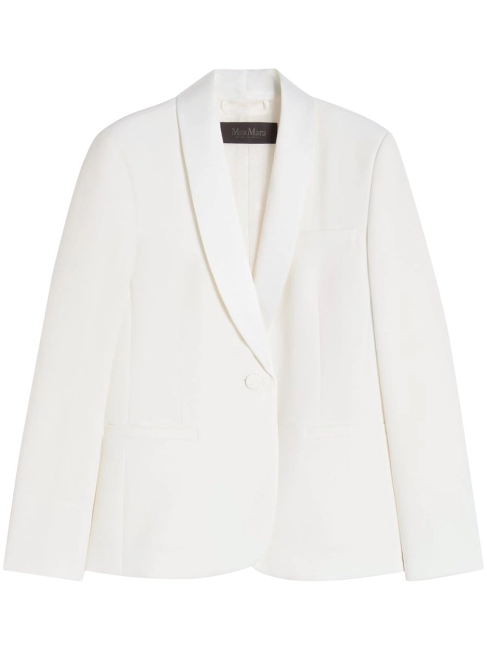 Max Mara Structured White Tailored Jacket with Shawl Collar Wit
