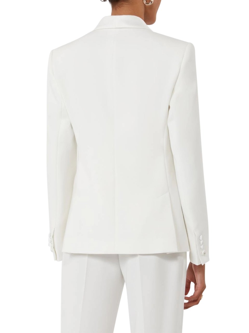 Max Mara Structured White Tailored Jacket with Shawl Collar Wit