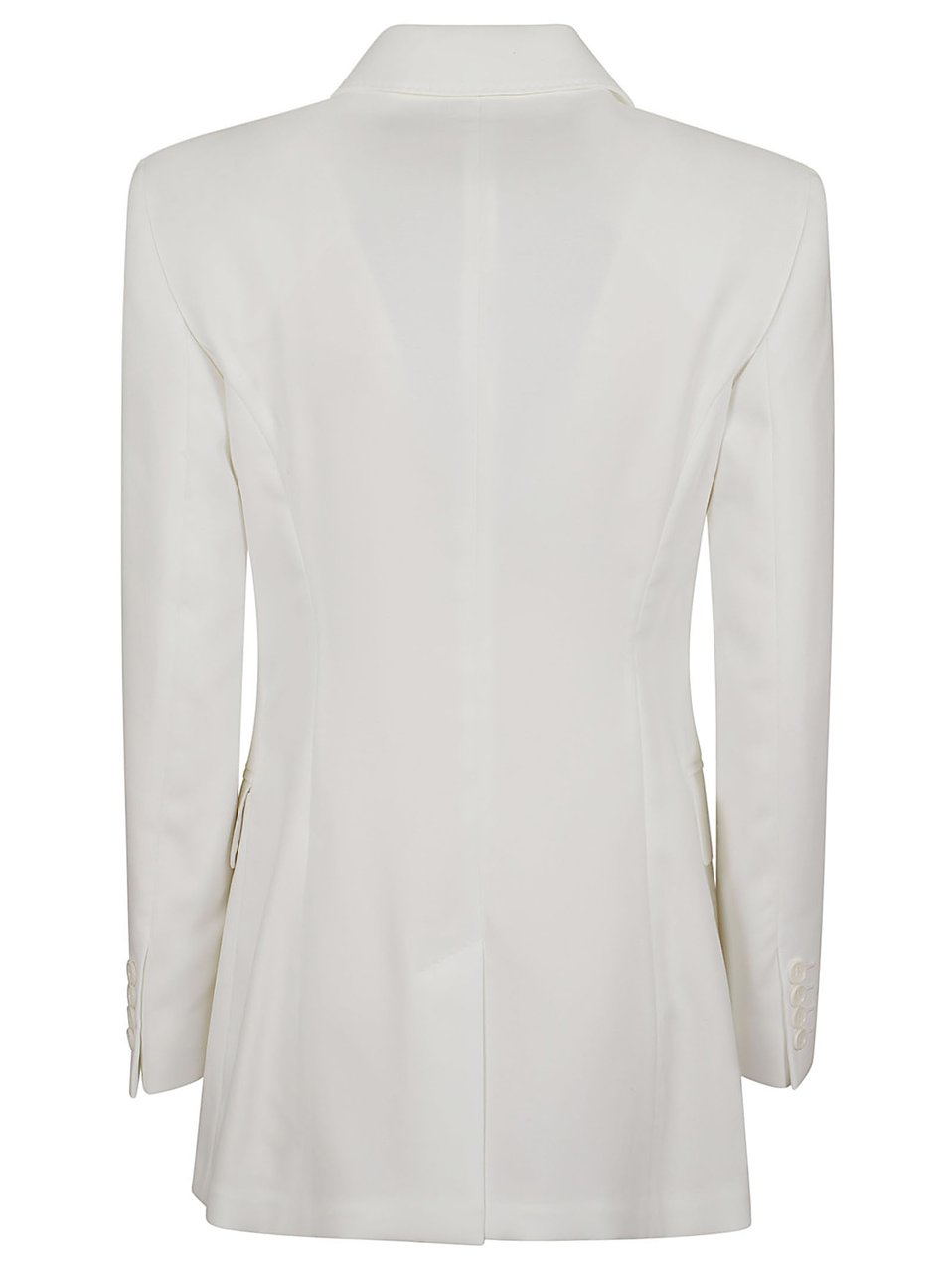 Max Mara Fitted Optical White Blazer with Peak Lapels Wit