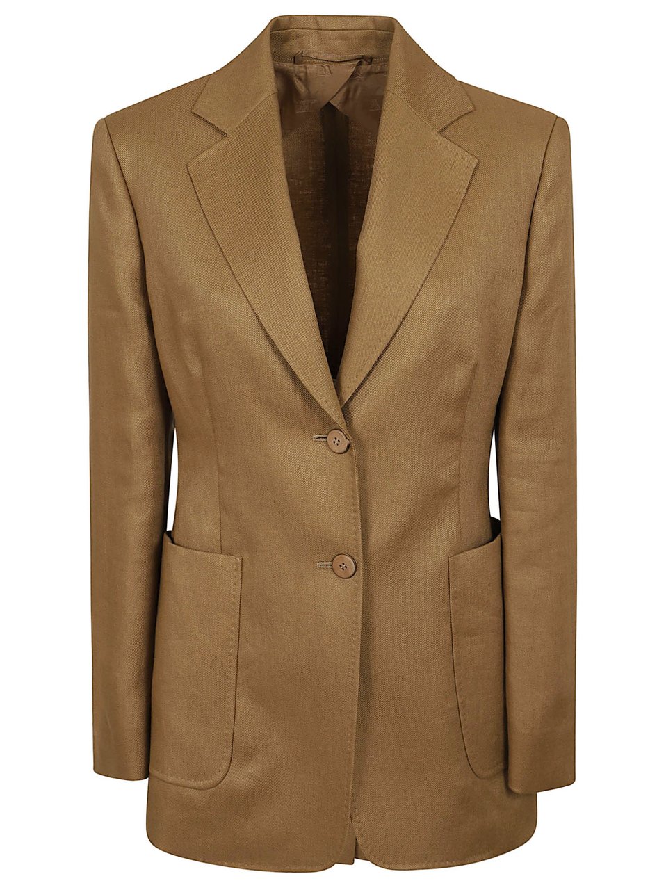 Max Mara Linen Blazer with Notched Lapels and Patch Pockets Bruin