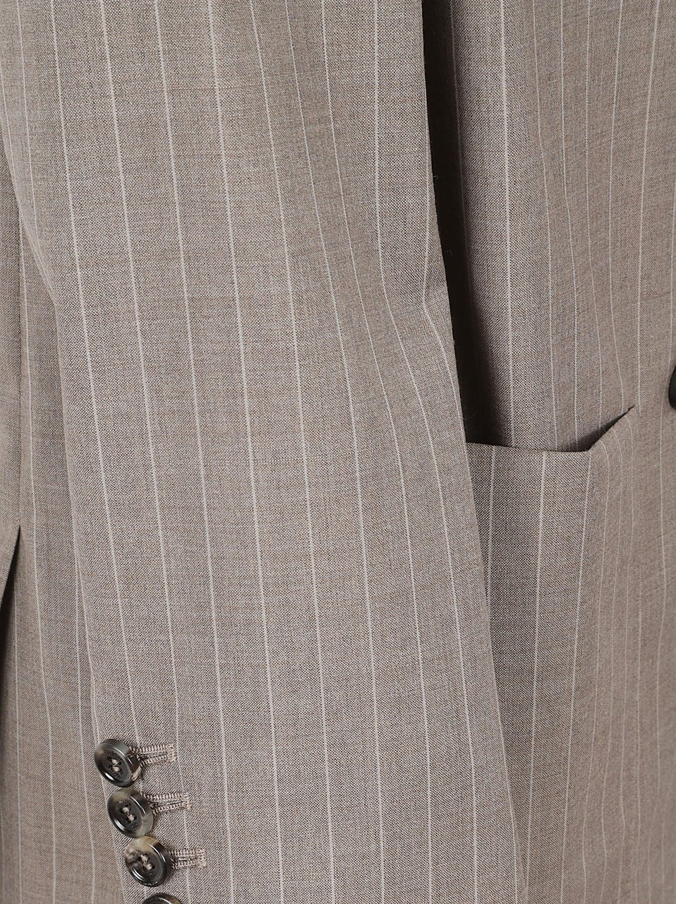 Max Mara Double-Breasted Oversized Blazer In Pure Wool Pinstripe Grijs