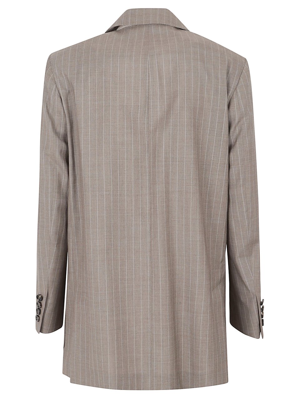 Max Mara Double-Breasted Oversized Blazer In Pure Wool Pinstripe Grijs