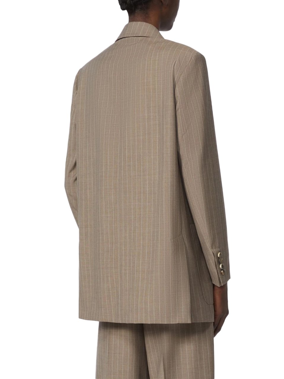 Max Mara Double-Breasted Pinstripe Jacket with Structured Fit Bruin