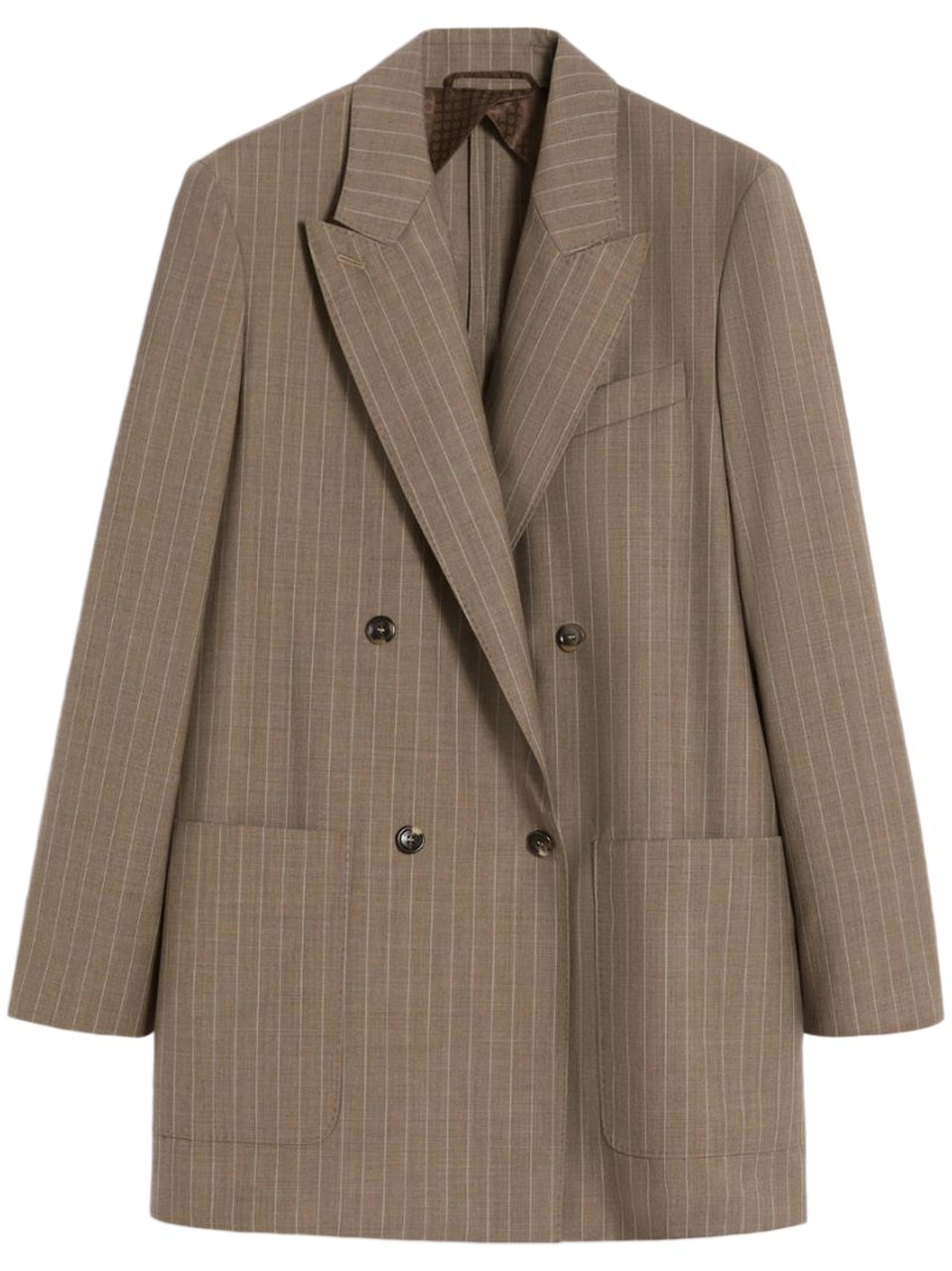 Max Mara Double-Breasted Pinstripe Jacket with Structured Fit Bruin