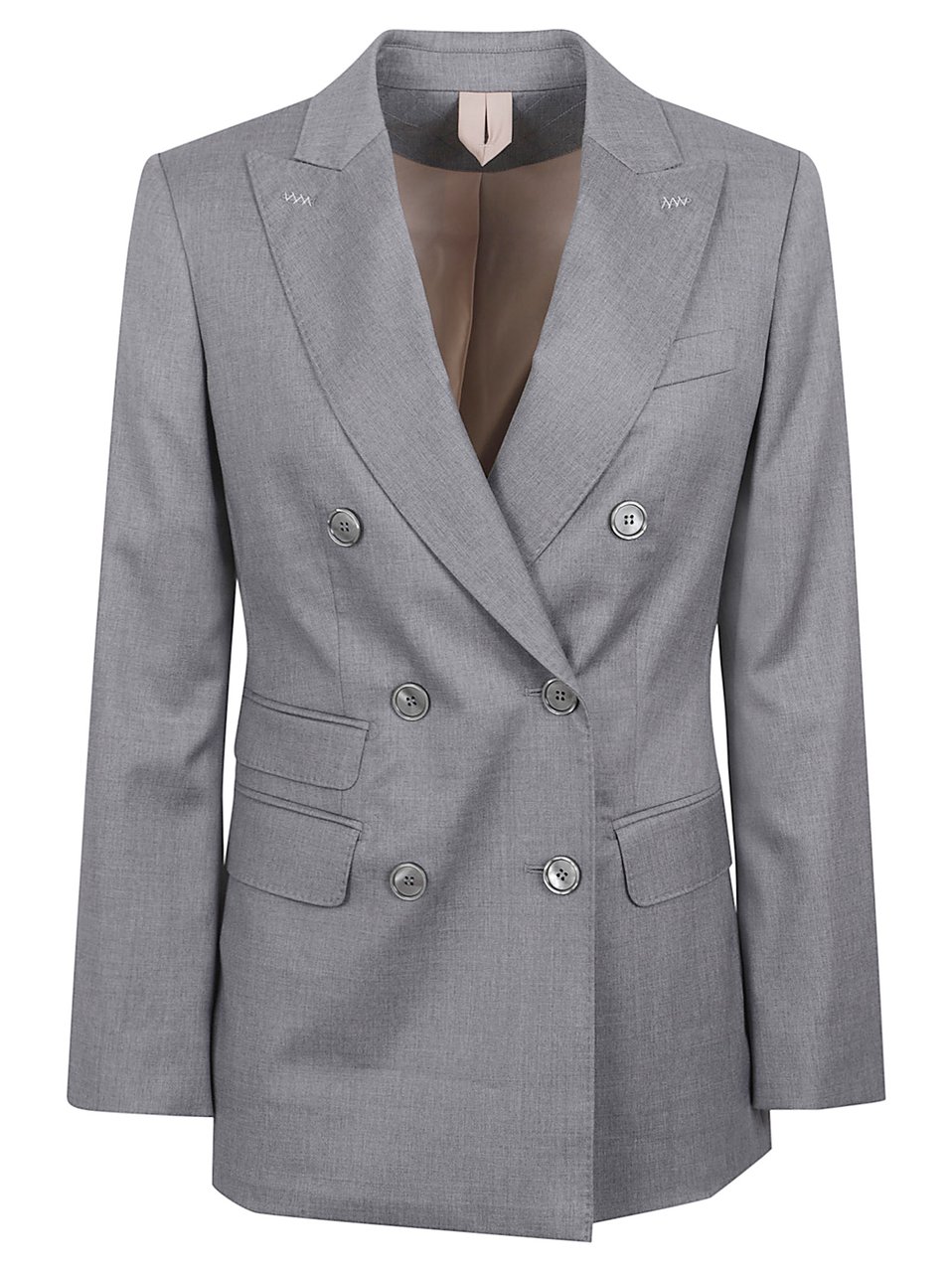 Max Mara Double-Breasted Tailored Jacket with Structured Silhouette Grijs