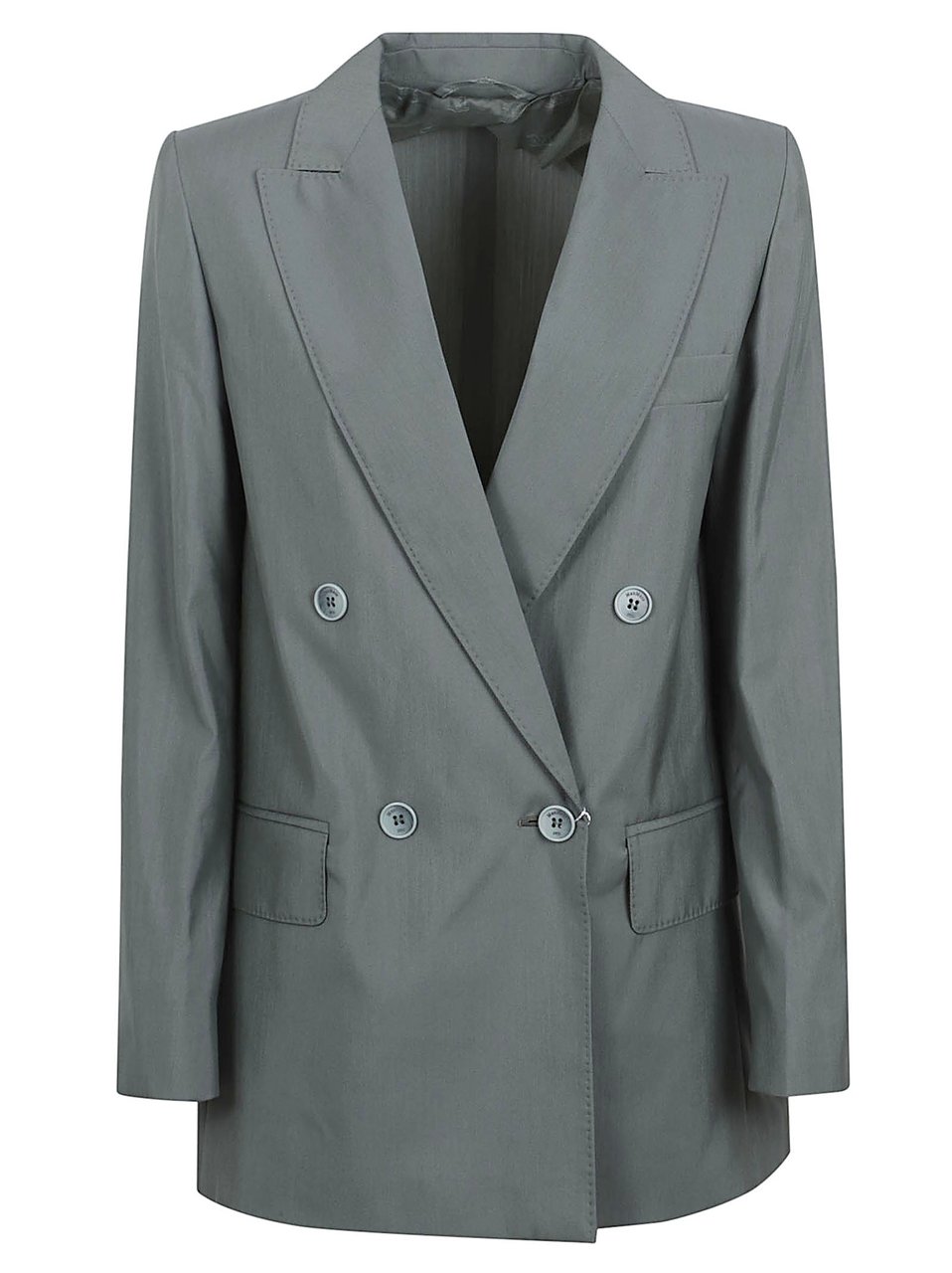 Max Mara Double-Breasted Structured Jacket with Wide Lapels Grijs