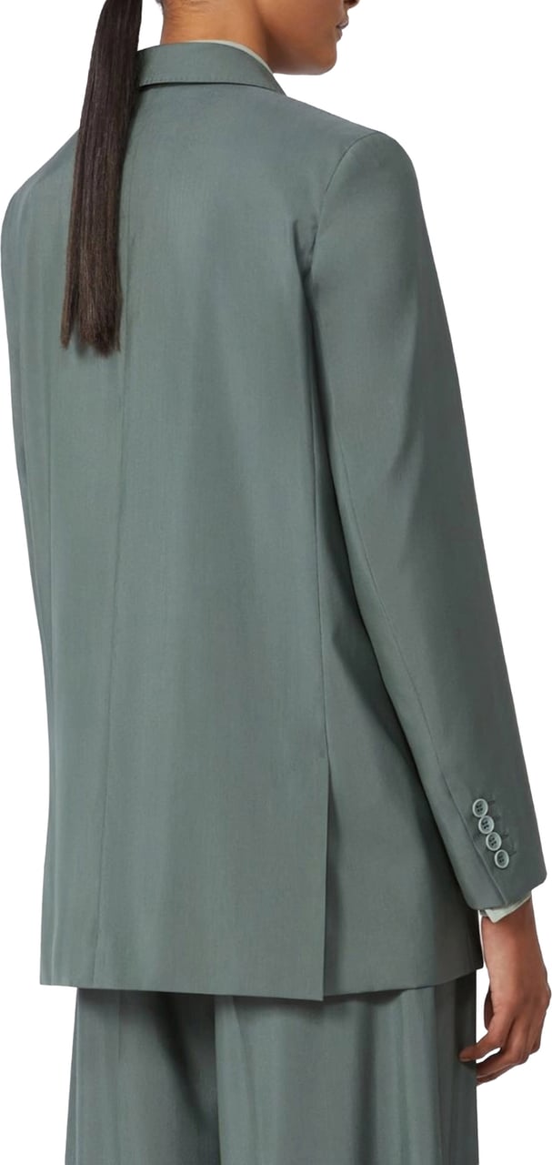 Max Mara Green Mxmalbata Double-Breasted Wool Blazer Grijs