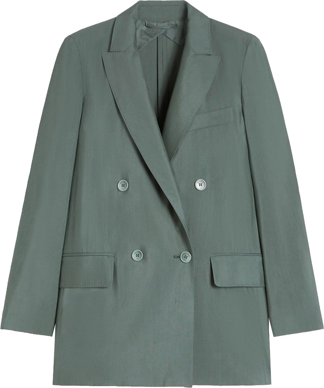 Max Mara Green Mxmalbata Double-Breasted Wool Blazer Grijs