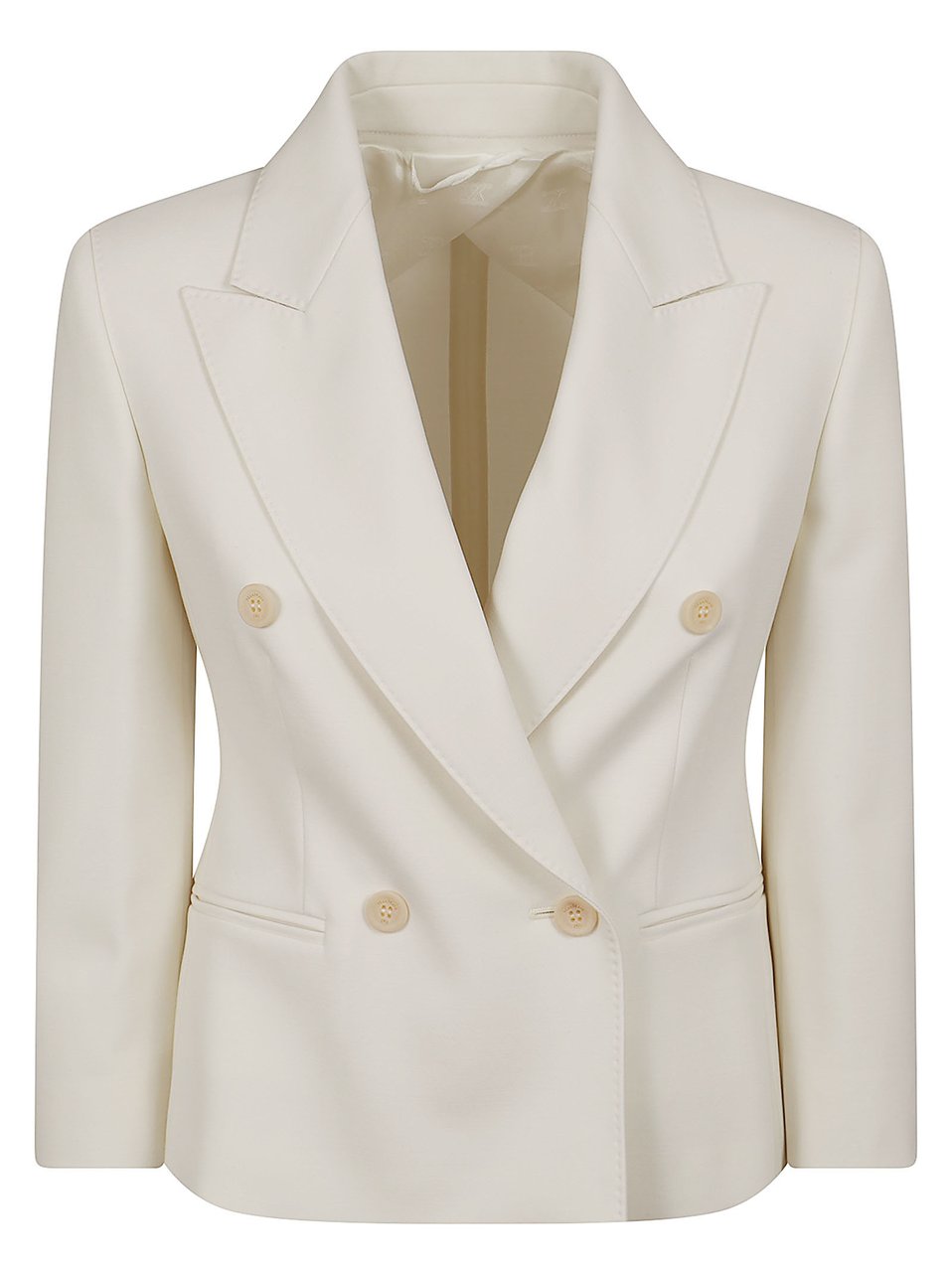 Max Mara Double-Breasted Blazer with Cropped Fit and Peak Lapels Wit