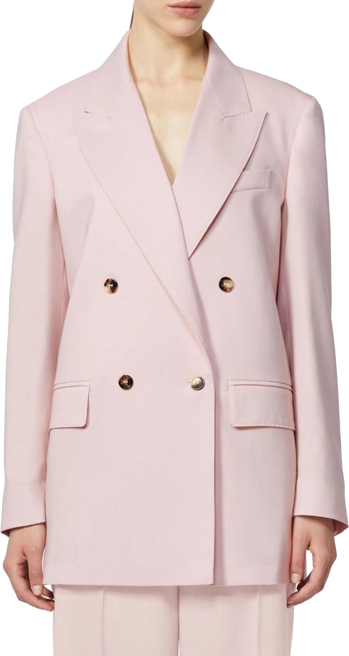 Max Mara Pink Ombrosa Double-Breasted Cotton Blazer Neutraal