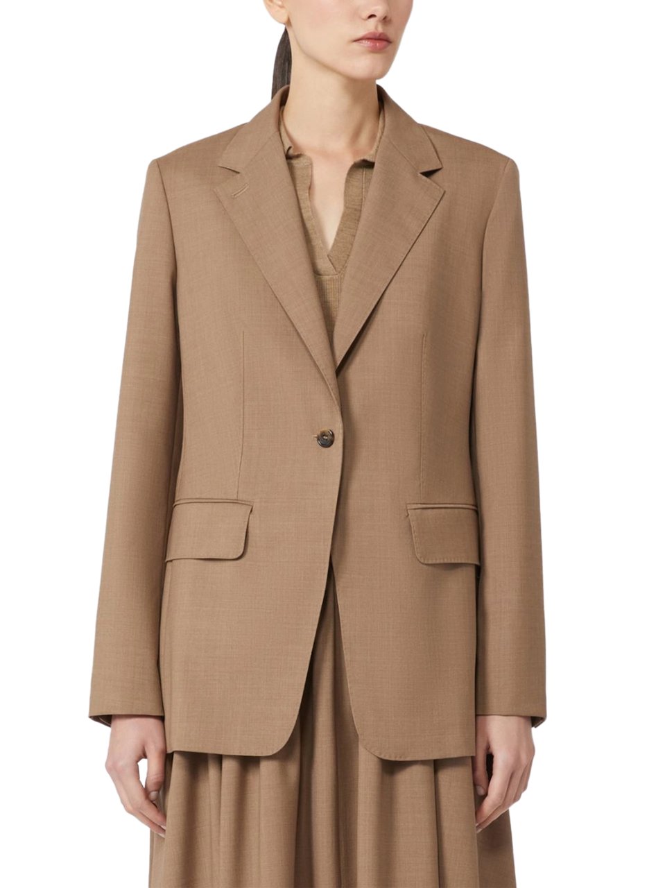 Max Mara Tailored Brown Jacket with Single-Button Closure Neutraal
