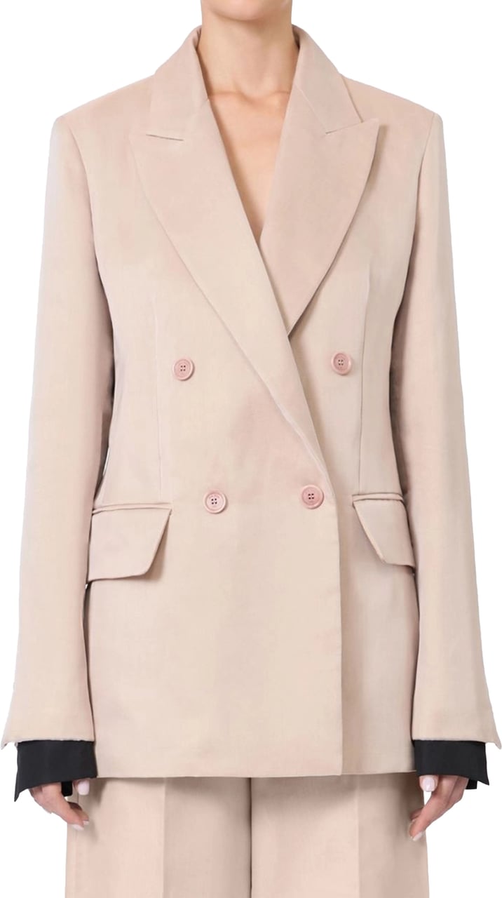 Max Mara Beige Mxsfeltro Double-Breasted Wool Blazer Neutraal