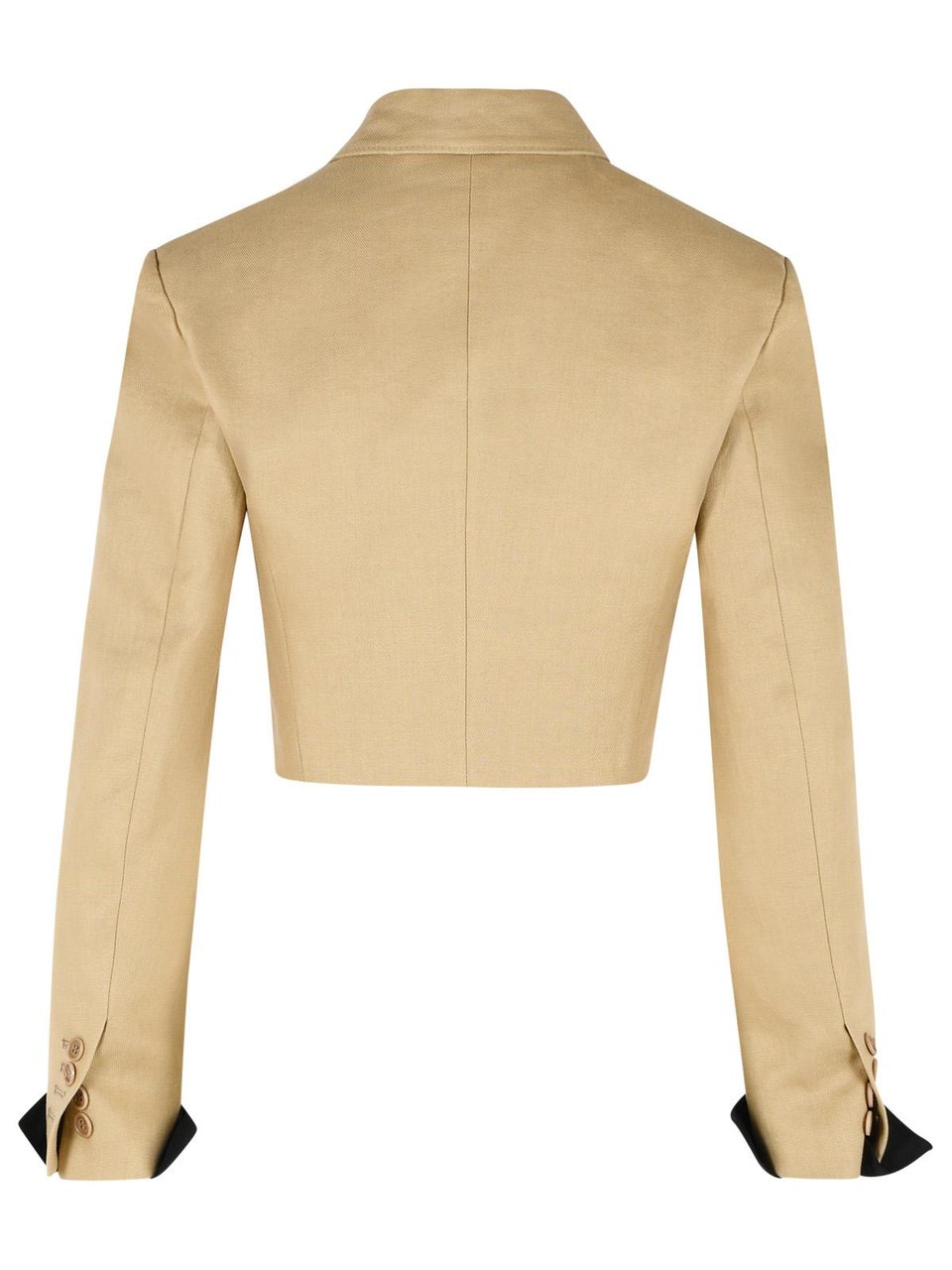 Max Mara 'Buono' Diagonal Cropped Jacket In Camel Linen Bruin