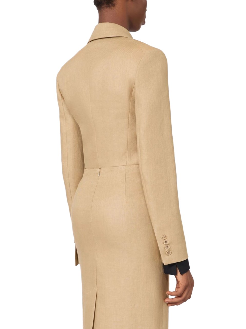 Max Mara Cropped Linen Jacket with Tailored Fit Neutraal