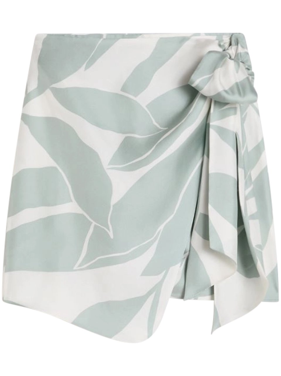 Max Mara Asymmetrical Wrap Skirt with Abstract Leaf Print and Side Bow Detail Wit