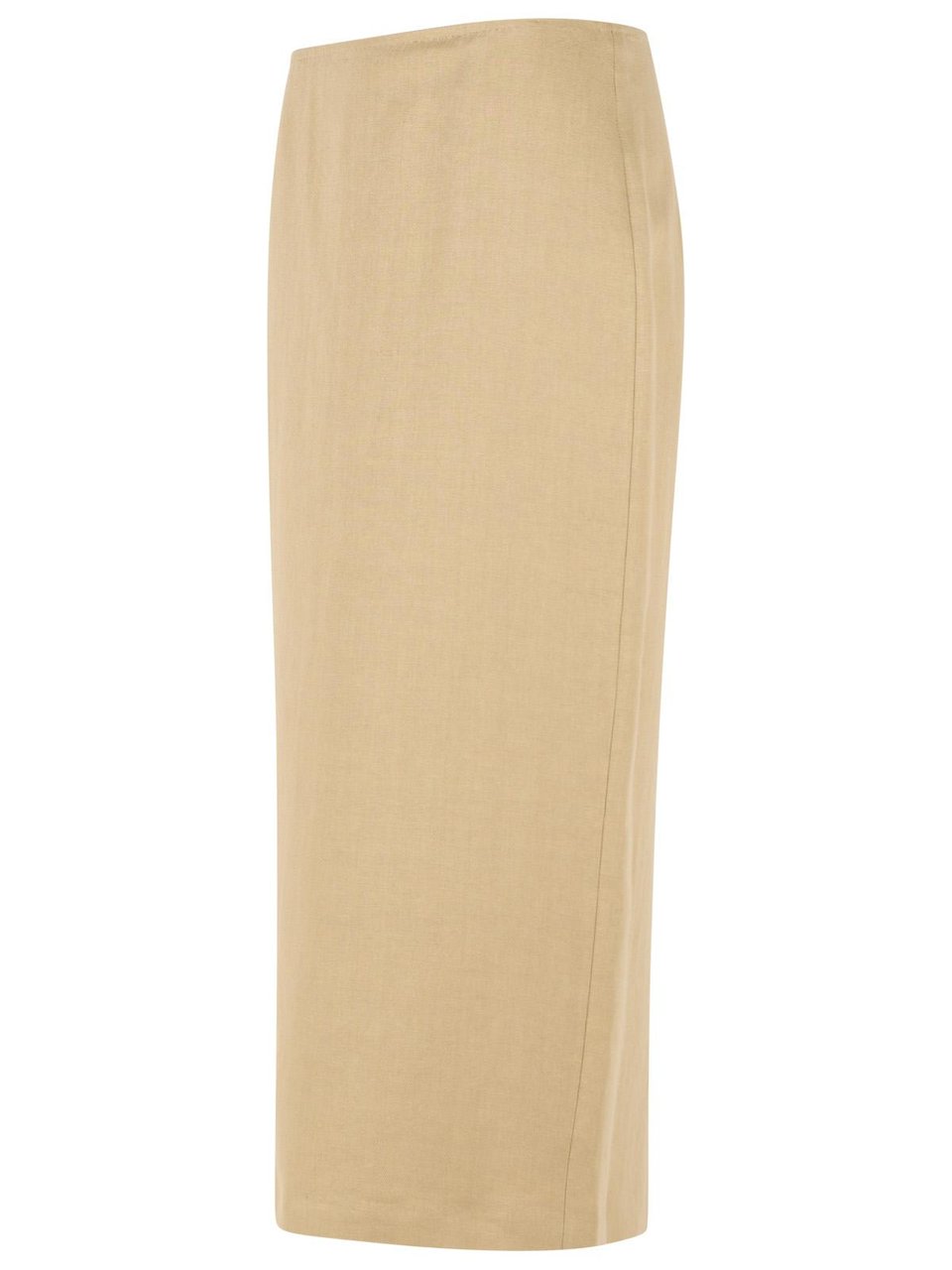 Max Mara 'Veranda' Diagonal Slim Skirt Of Camel Linen Neutraal