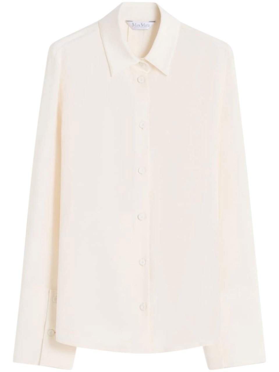Max Mara Ivory Silk Blend Shirt with Classic Collar Wit