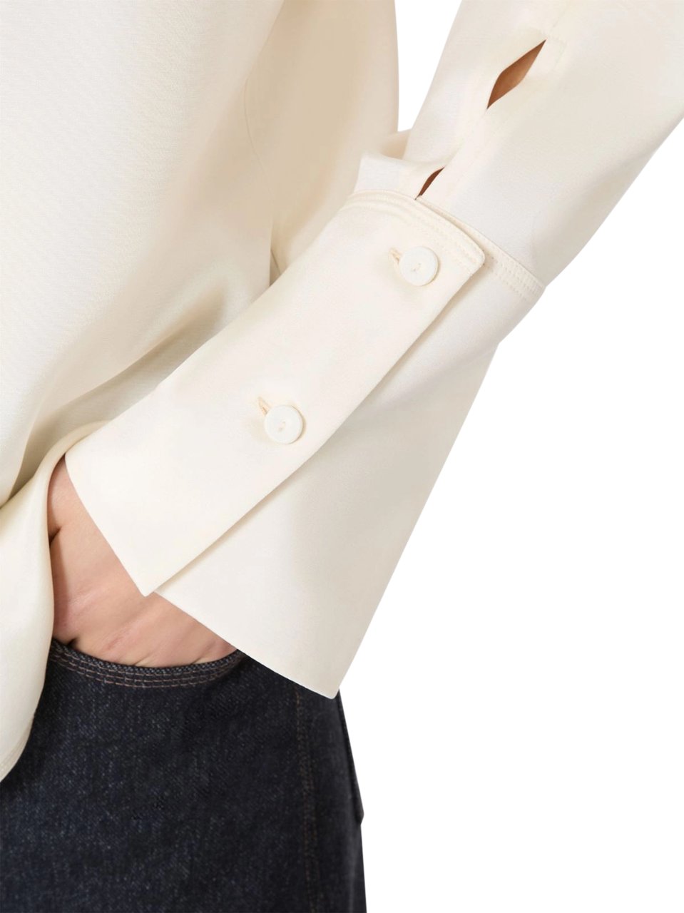 Max Mara Ivory Silk Blend Shirt with Classic Collar Wit