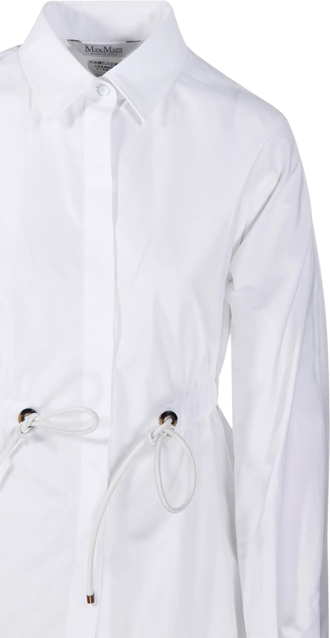 Max Mara Tazzina Shirt with Adjustable Drawstring Waist and Leather Accents Wit