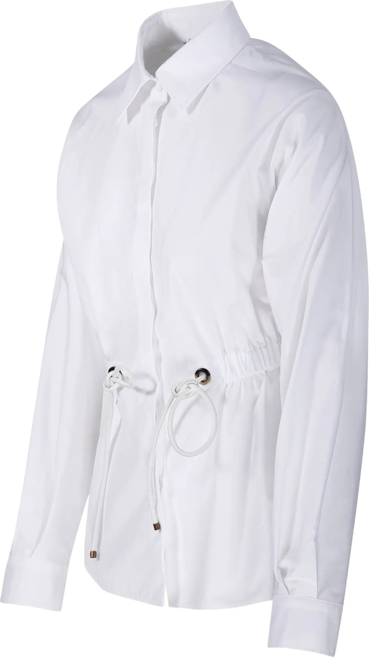 Max Mara Tazzina Shirt with Adjustable Drawstring Waist and Leather Accents Wit