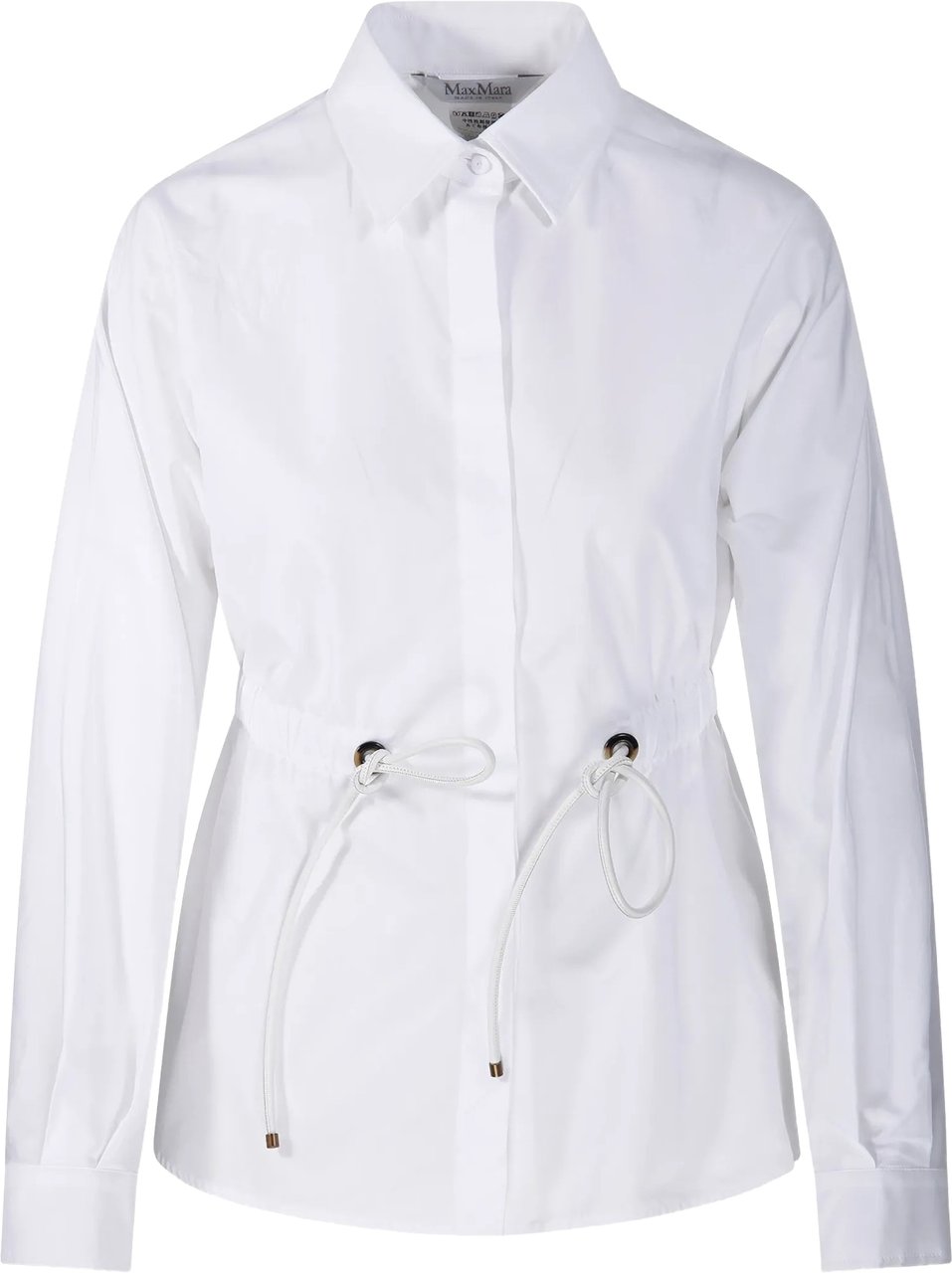 Max Mara Tazzina Shirt with Adjustable Drawstring Waist and Leather Accents Wit
