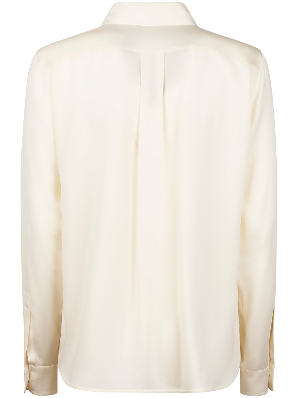Max Mara Smooth Silky Ivory Shirt with Classic Collar Neutraal