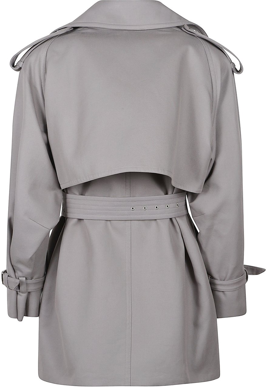Max Mara Short Double-Breasted Trench Coat Grijs