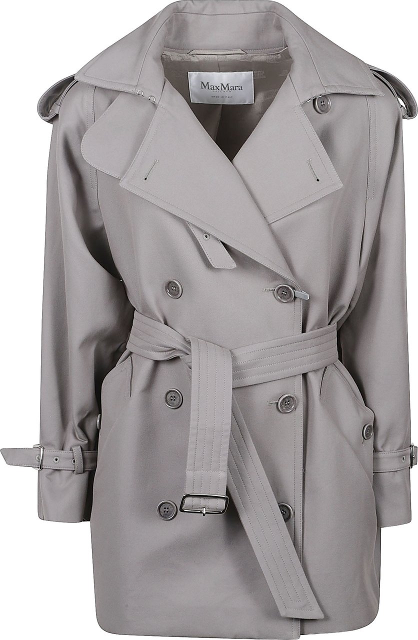 Max Mara Short Double-Breasted Trench Coat Grijs