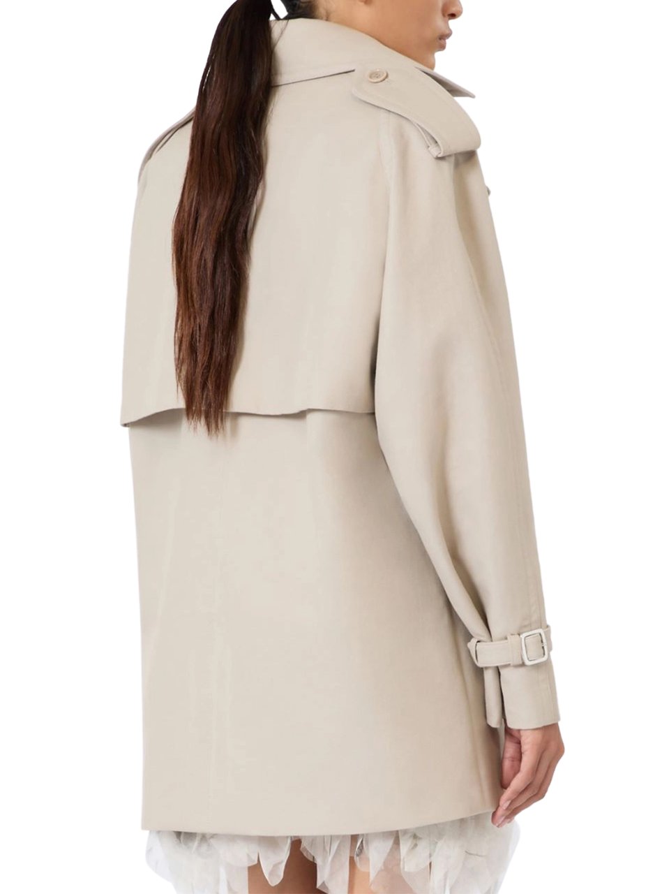 Max Mara Double-Breasted Short Trench Coat with Belted Waist Grijs