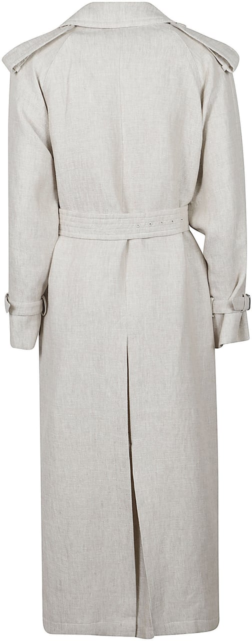 Max Mara Belted Trench Coat with Textured Fabric Wit