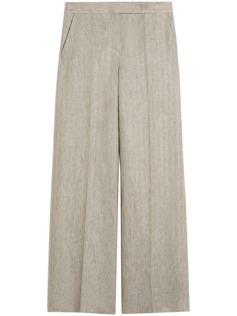 Max Mara Wide-Leg Linen Trousers with High Waist Grijs