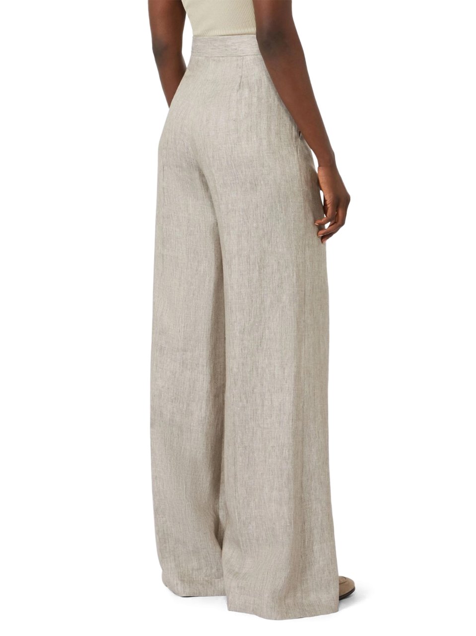 Max Mara Wide-Leg Linen Trousers with High Waist Grijs