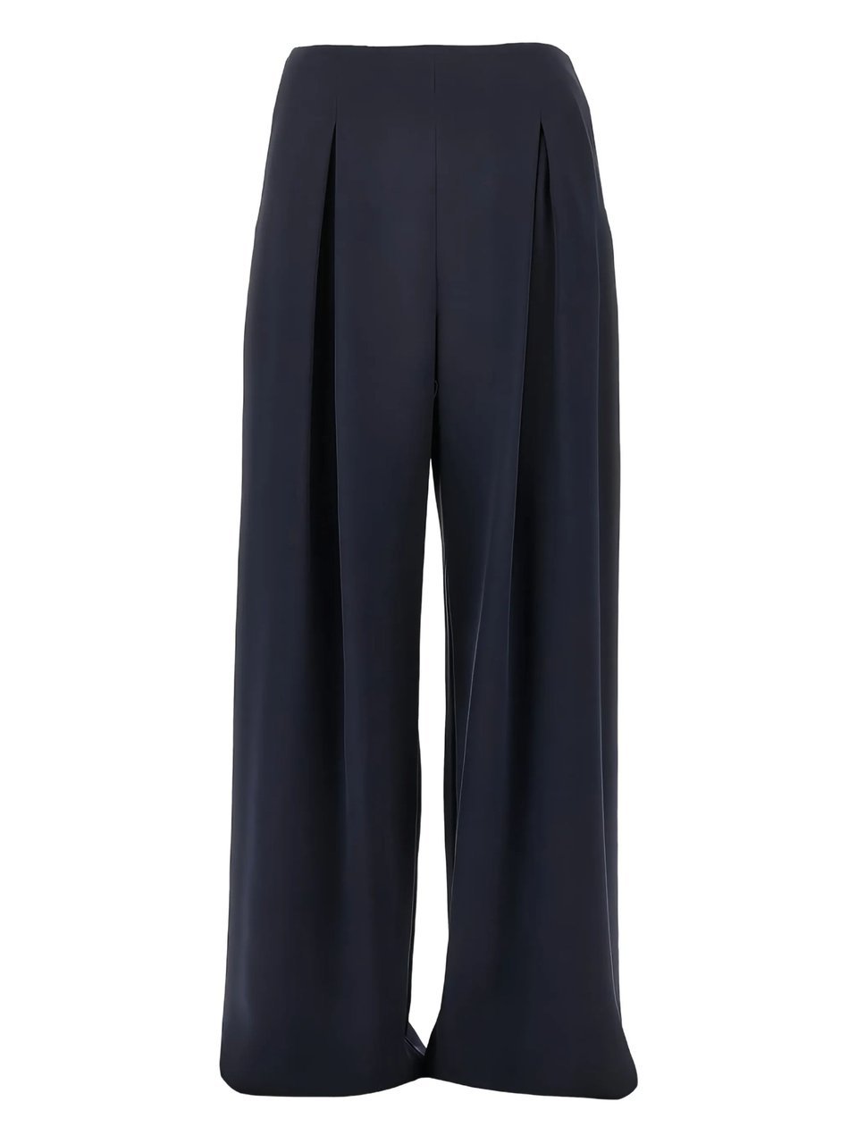 Max Mara Blue Front Pleats Silk Wide-Leg Pants Zwart