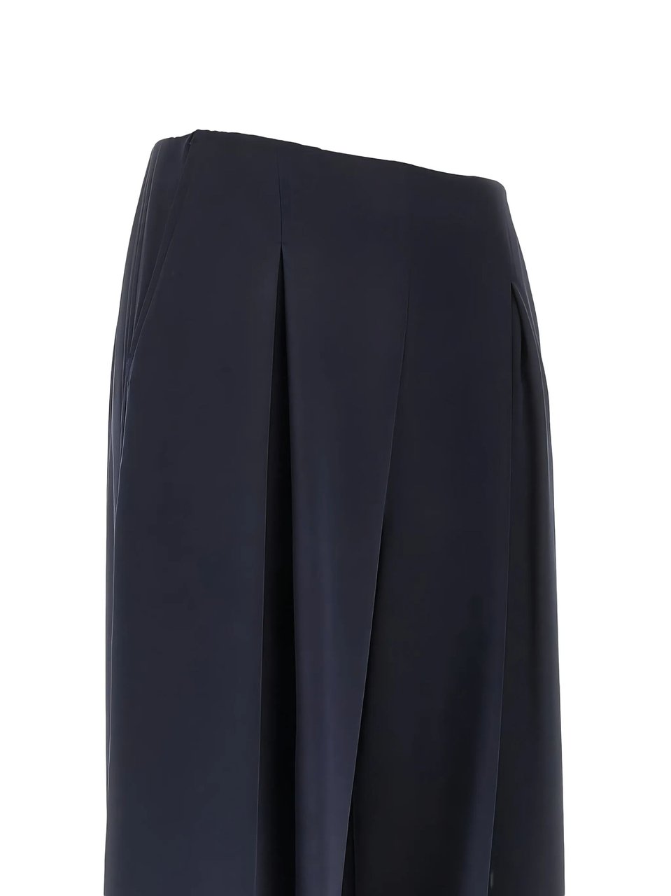 Max Mara Blue Front Pleats Silk Wide-Leg Pants Zwart