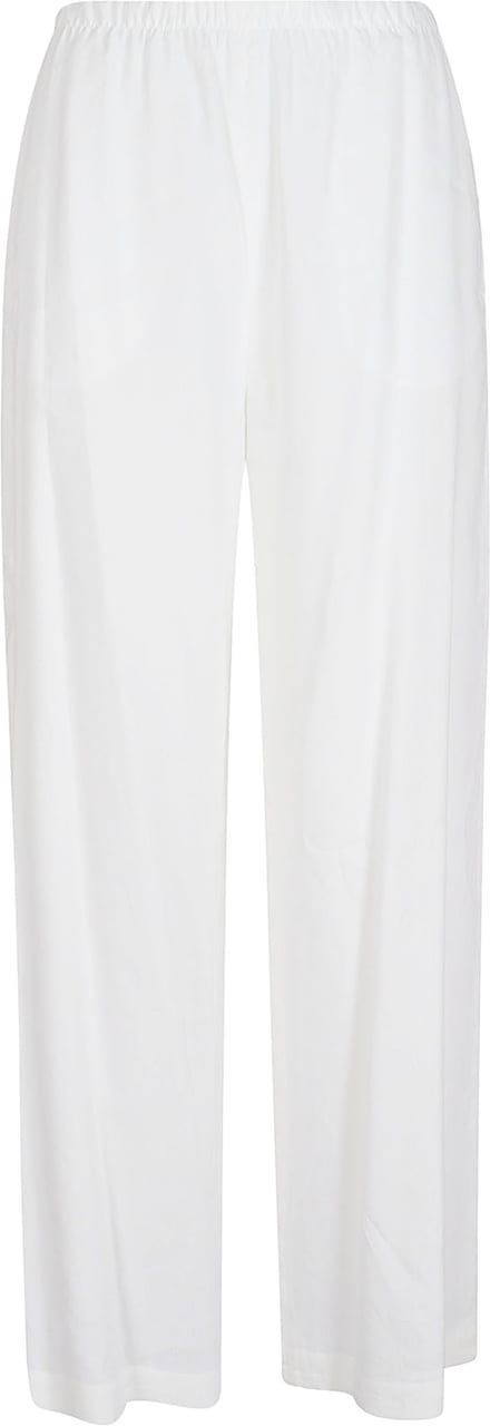 Max Mara Wide-Leg Trousers in Linen Blend Jersey with Gathered Waistband Wit