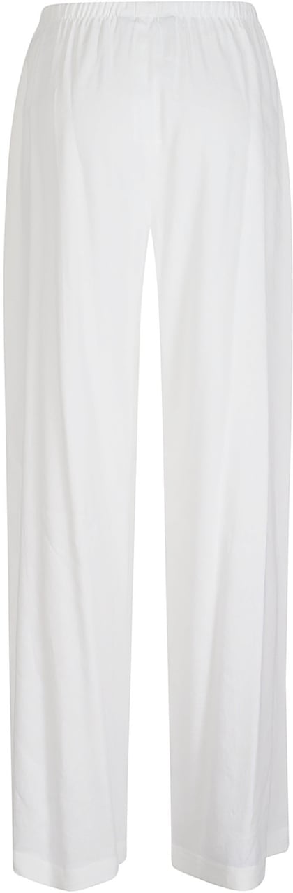 Max Mara Wide-Leg Trousers in Linen Blend Jersey with Gathered Waistband Wit