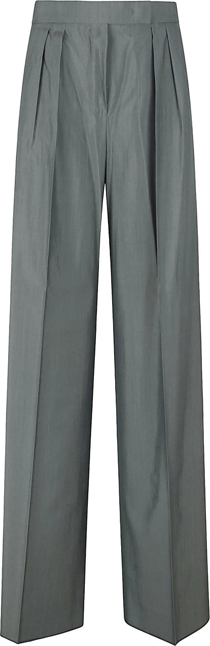 Max Mara Wide-Leg Tailored Trousers In Lightweight Wool-Silk Blend Grijs