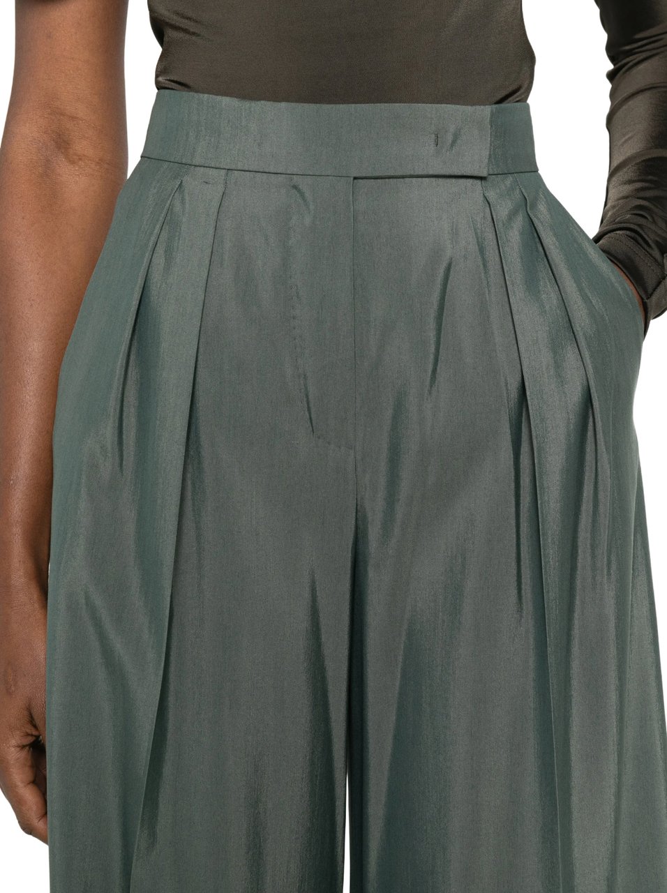 Max Mara Long Trouser Dark Green Groen