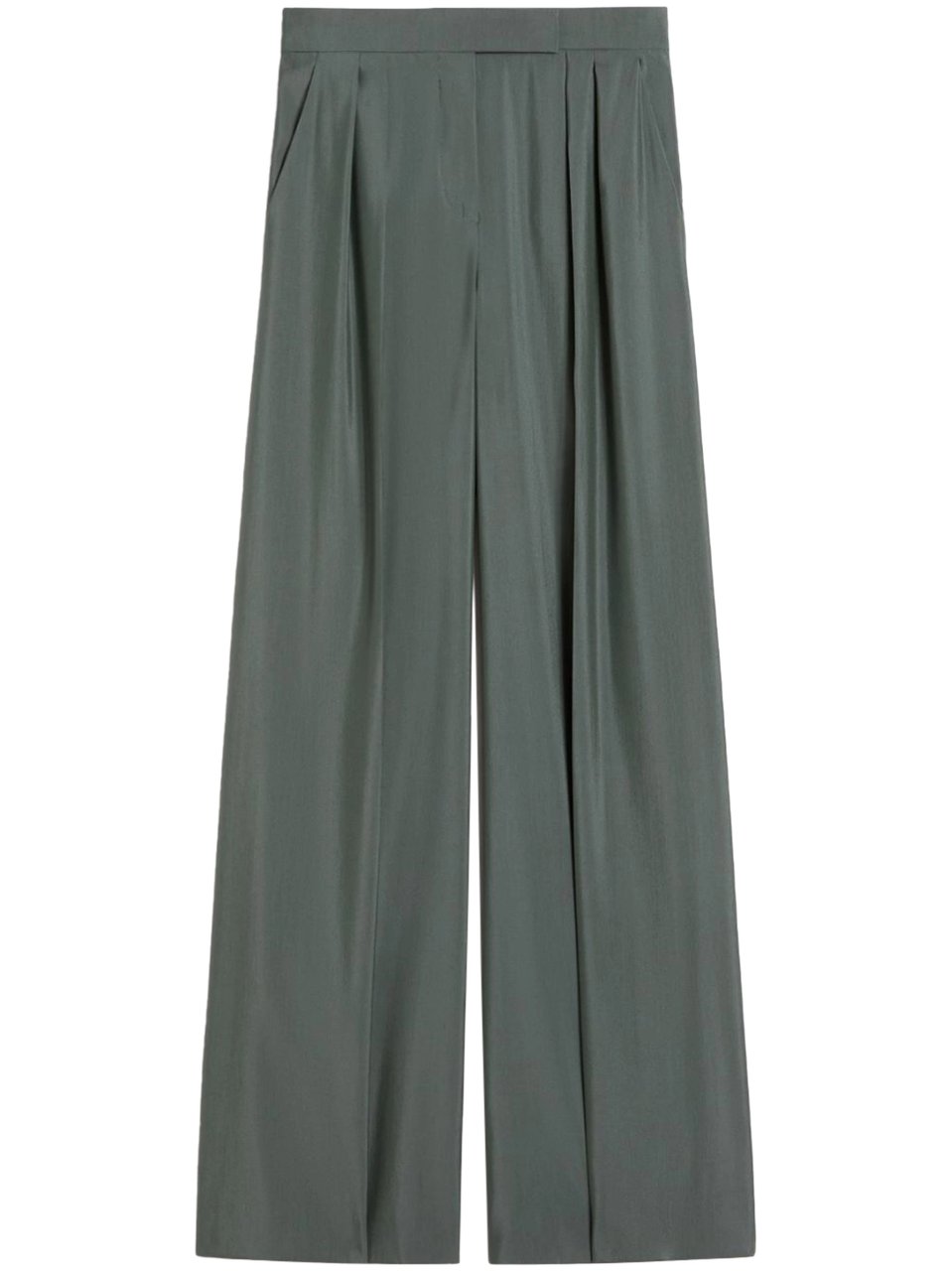 Max Mara Wide-Leg Trousers with Soft Pleats and Structured Waistband Grijs