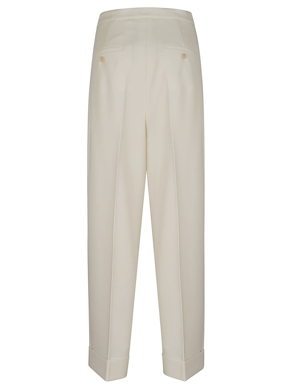 Max Mara Refined Tailored Straight-Leg Trousers with Geometric Turn-Up Neutraal
