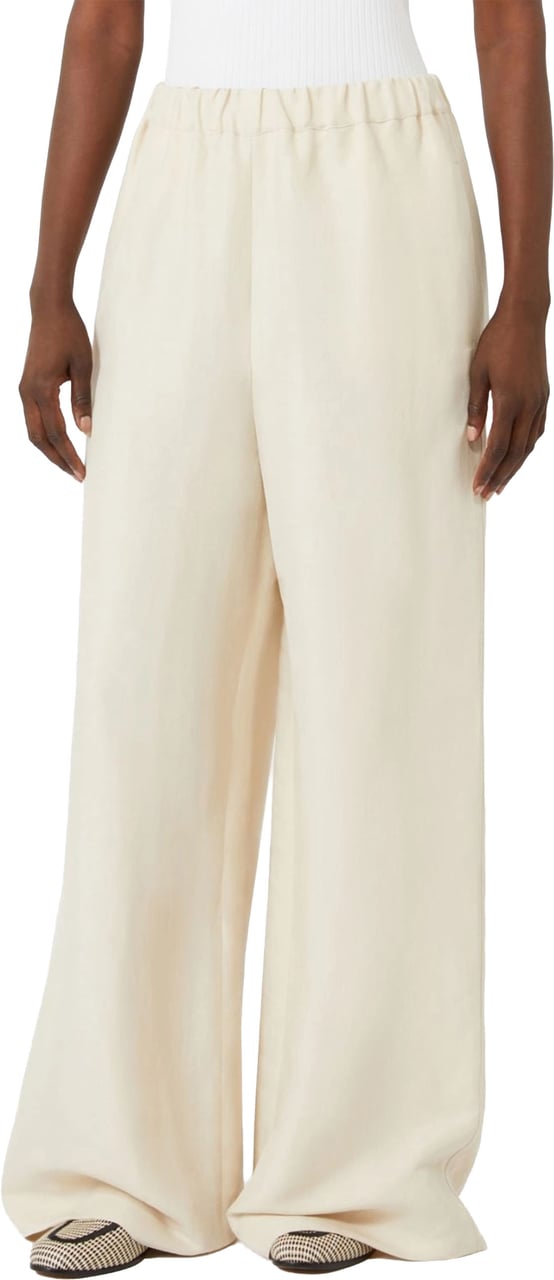 Max Mara Wide-Leg Pants with Elastic Waistband Neutraal