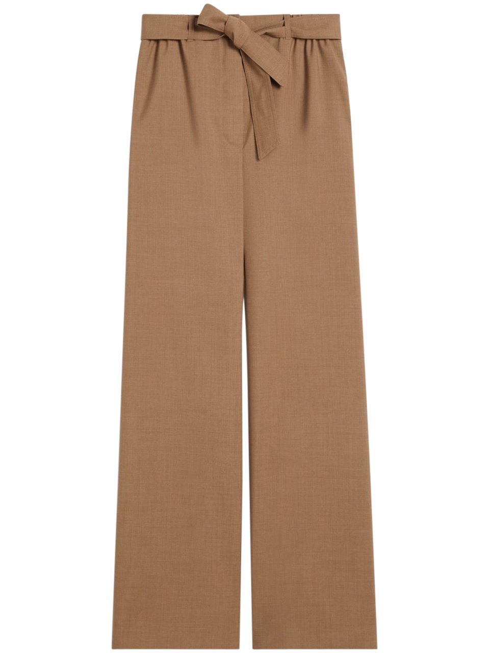 Max Mara High-Waisted Wide-Leg Trousers with Self-Tie Belt Bruin