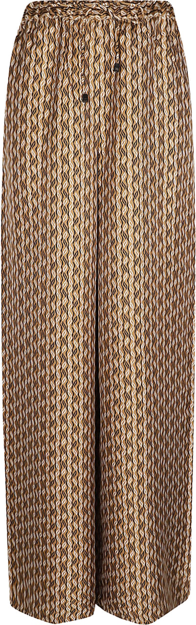 Max Mara High-Waist Wide-Leg Trousers with Geometric Texture Bruin