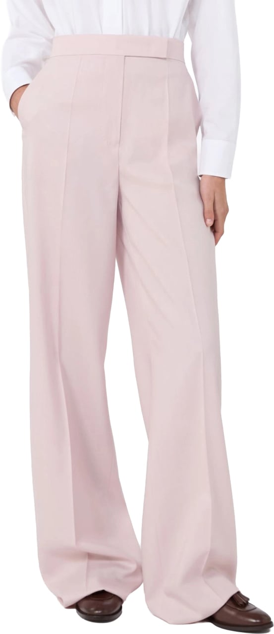 Max Mara Pink Girone Pleated Wide-Leg Trousers Neutraal