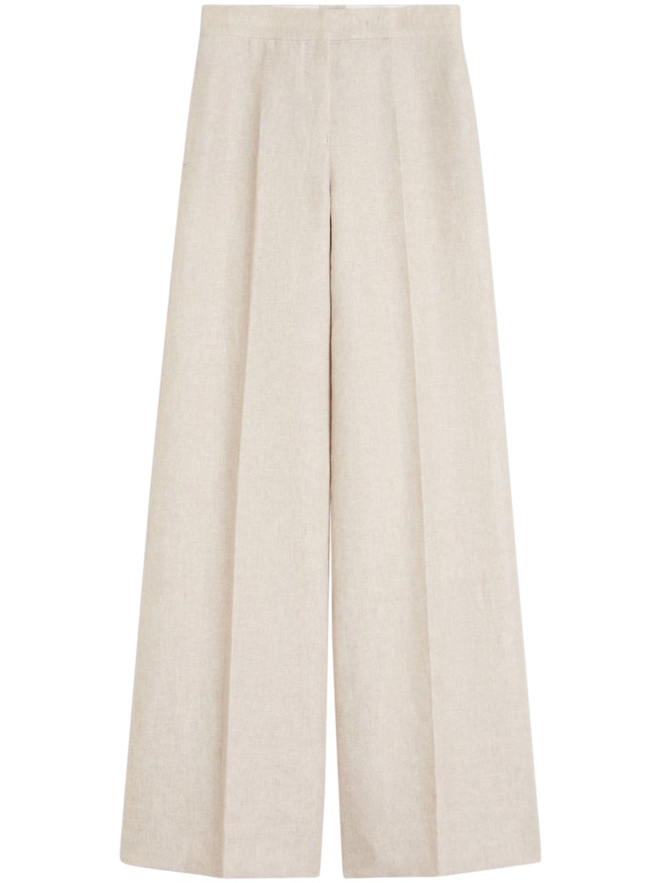 Max Mara Wide-Leg Trousers with High Waist and Pleated Detail Neutraal